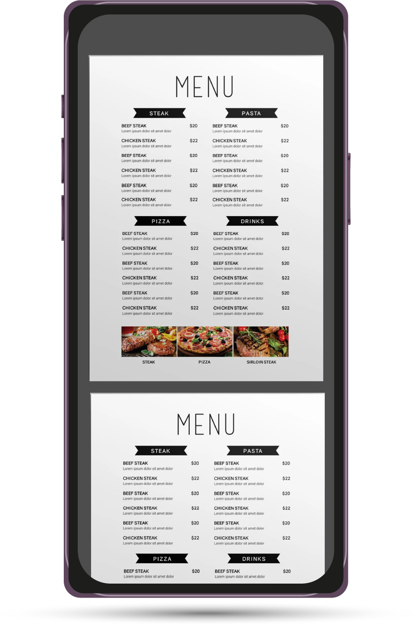 menu impreso